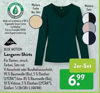 Aldi Süd Blue Motion Langarm-shirts Angebot