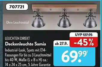 Aldi Süd Leuchten Direkt Deckenleuchte Samia Angebot