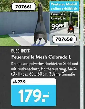 Aldi Süd Buschbeck Feuerstelle Mesh Colorado L Angebot