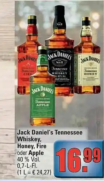 alldrink Jack Daniel's Tennessee Whiskey Honey Fire Oder Apple Angebot