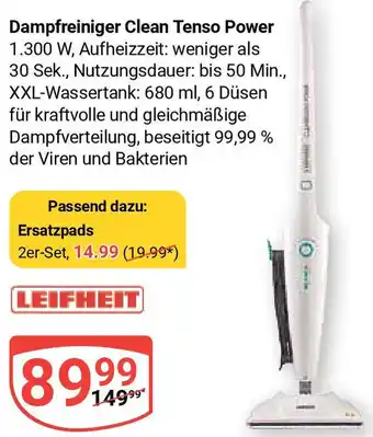 Globus LEIFHEIT Dampfreiniger Clean Tenso Power Angebot
