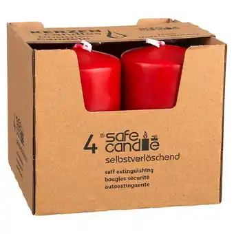 Bauhaus Stumpenkerzen-set safe candle (4 stk., ø x h: 6 x 10 cm, rubin) Angebot