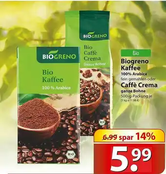 Famila Nord Ost Biogreno Kaffee, Caffè Crema Angebot