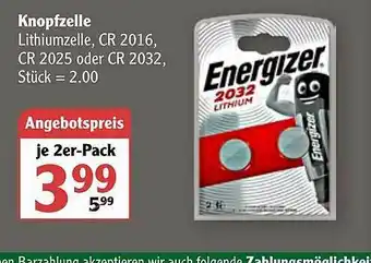 Globus Knopfzelle Energizer Angebot