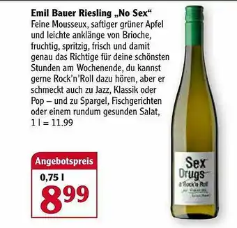 Globus Emil Bauer Riesling „no Sex” Angebot