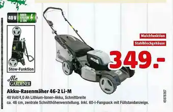 Hagebau Mr. Gardener Akku-rasenmäher 46-2 Li-m Angebot