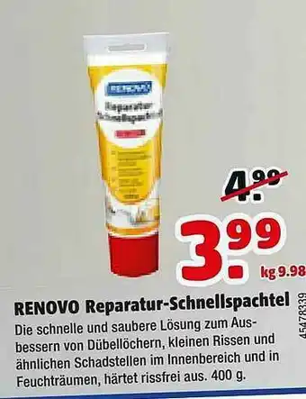 Hagebau Renovo Reparatur-schnellspachtel Angebot