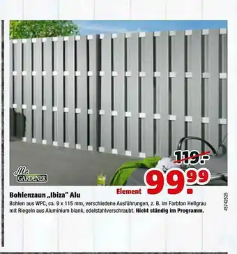 Hagebau Bohlenzaun „ibiza” Alu Mr. Gardener Angebot