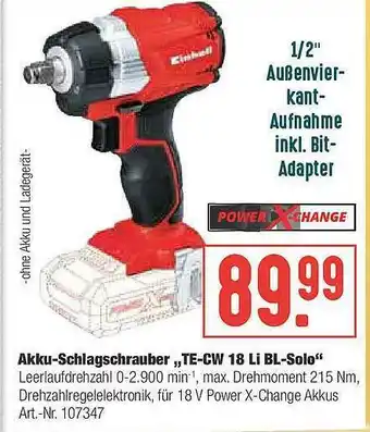 Hellweg Akku-schlagschrauber „te-cw 18 Li Bl-solo” Angebot