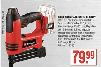 Hellweg Akku-nagler „te-cn 18 Li-solo” Angebot