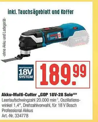 Hellweg Akku-multi-cutter „gop 18v-28 Solo” Angebot