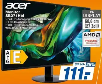 expert Octomedia acer Monitor SB271Hbi Angebot