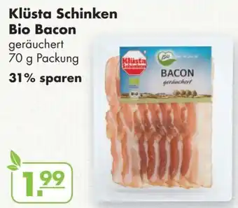 Handelshof Klüsta Schinken Bio Bacon 70 g Packung Angebot