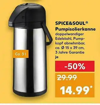 Kaufland Spice&soul Pumpisolierkanne Angebot