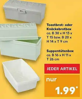 Kaufland Toastbrot- Oder Knäckebrotbox Oder Suppentütenbox Angebot