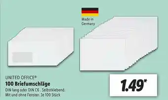 Lidl United Office 100 Briefumschläge Angebot