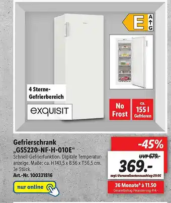 Lidl Gefrierschrank „gs5220-nf-h-010e” Exquisit Angebot