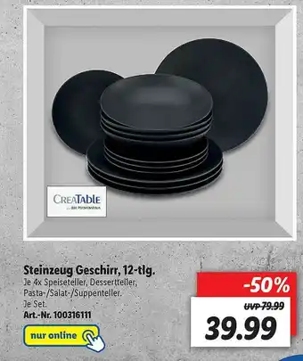 Lidl Steinzeug Geschirr 12-tlg. Creatable Angebot