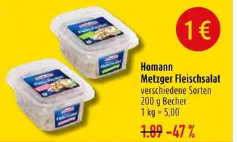 diska Homann Metzger Fleischsalat verschiedene Sorten 200 g Angebot