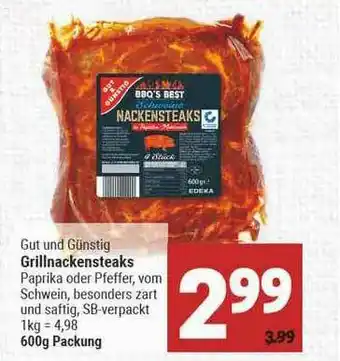 Marktkauf Gut & Günstig Grillnackensteaks Angebot