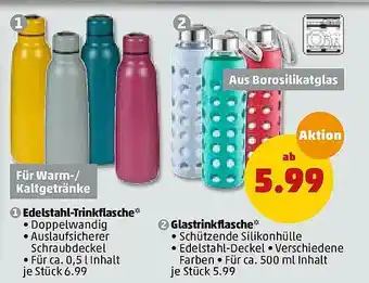 PENNY Edelstahl-trinkflasche Oder Glastrinkflasche Angebot