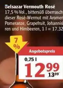 Globus Belsazar Vermouth Rosé Angebot