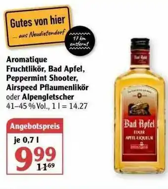 Globus Aromatique Fruchtlikör Bad Apfel Peppermint Shotter Airspeed Pflaumenlikör Oder Alpengletscher Angebot