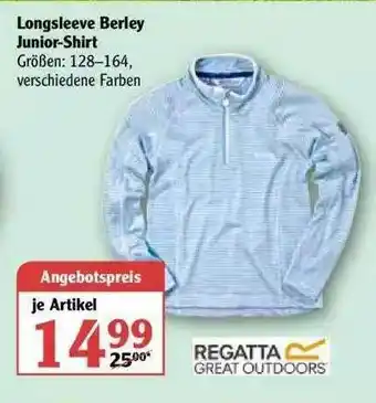 Globus Longsleeve Berley Junior-shirt Regatta Great Outdoors Angebot