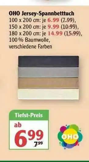 Globus Oho Jersey-spannebetttuch Angebot