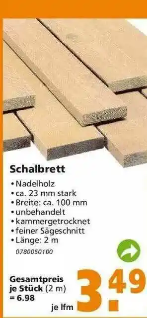 Globus Baumarkt Schalbrett Angebot