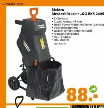 Globus Baumarkt Elektro Messerhäcksler „dg-eks 2445” Angebot