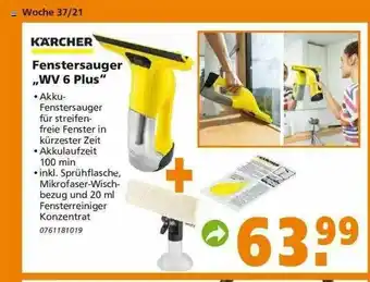 Globus Baumarkt Kärcher Fenstersauger „wv 6 Plus” Angebot