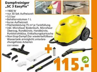 Globus Baumarkt Dampfreiniger „sc 3 Easy Fix” Angebot