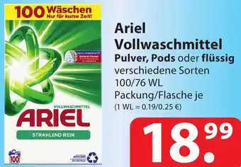 Famila Nord Ost Ariel Vollwaschmittel 100/76 WL Packung/Flasche Angebot