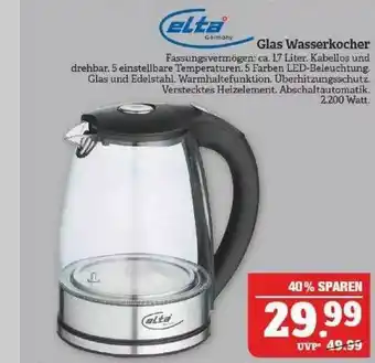 Marktkauf Elta Glas Wasserkocher Angebot