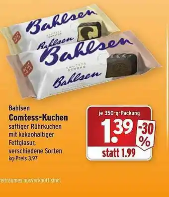 Wasgau Bahlsen Comtess-kuchen Angebot