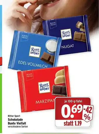 Wasgau Ritter Sport Schokolade Bunte Vielfalt Angebot