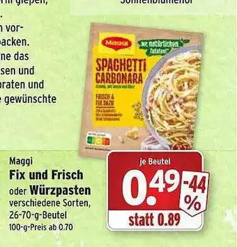 Wasgau Maggi Fix Und Frisch Oder Würzpasten Angebot