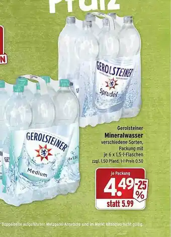 Wasgau Gerolsteiner Mineralwasser Angebot