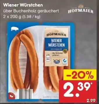 Netto Marken-Discount Hofmaier Wiener Würstchen 2x100g Angebot