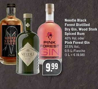 Scheck-in-Center Needle Black Forest Distilled Dry Gin Wood Stork Spiced Rum Oder Pink Forest Gin Angebot