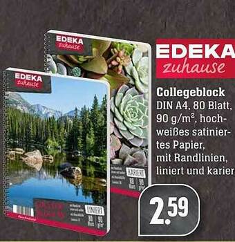 Scheck-in-Center Edeka Zuhause Collegeblock Angebot