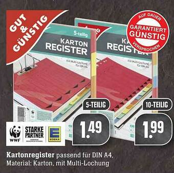 Scheck-in-Center Gut & Günstig Kartonregister Angebot