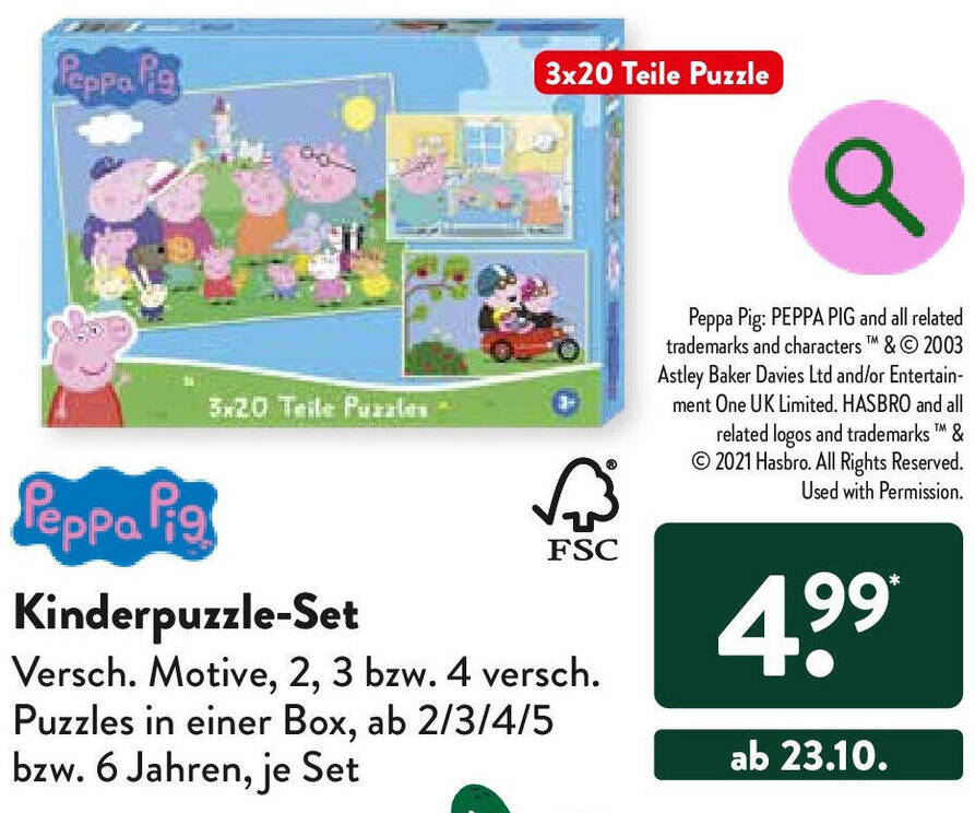 Peppa Pig KinderpuzzleSet Angebot bei Aldi Süd