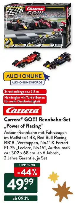 Aldi Süd Carrera GO!!! Rennbahn-Set ,,Power of Racing" Angebot