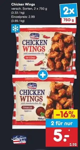 Netto Marken-Discount Chicken Wings 2x750g Angebot