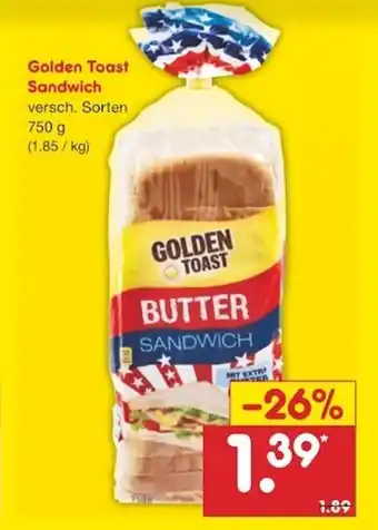 Netto Marken-Discount Golden Toast Sandwich 750g Angebot