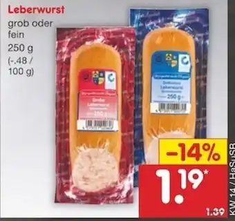 Netto Marken-Discount Leberwurst 250g Angebot