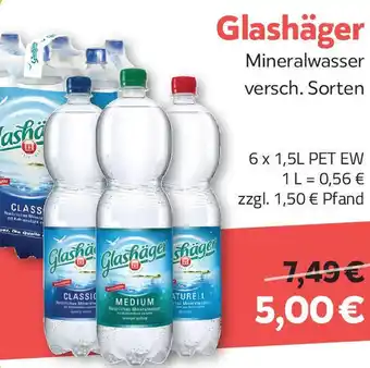 Durst Glashäger Mineralwasser 6 x 1,5L PET EW Angebot