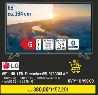 METRO LG 65" UHD-LED-Fernseher 65UR73006LA Angebot